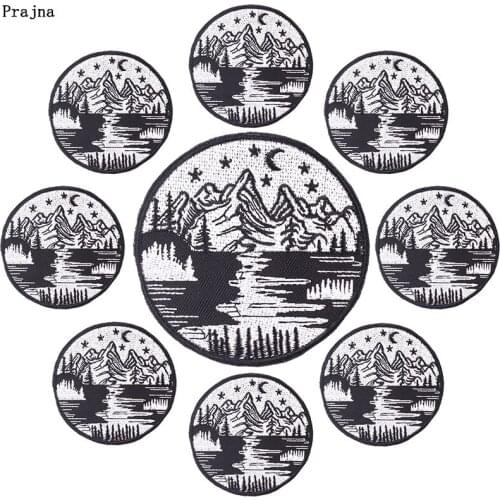 Prajna 10 PCS Outdoor Adventure Patch Mountains Embroidered Patches On Clothes Iron On Patches DIY Landscape Applique Badges