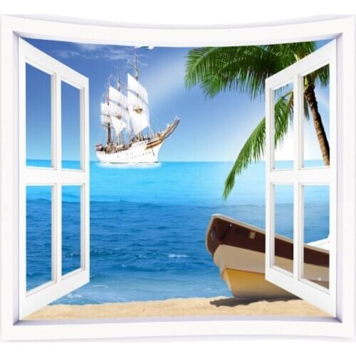 Windows Scenery Tapestry Wall Hanging Cloth Bed Spread Beach Towel Table Cloth Yoga Mat House Decoration Living Room Decoration
