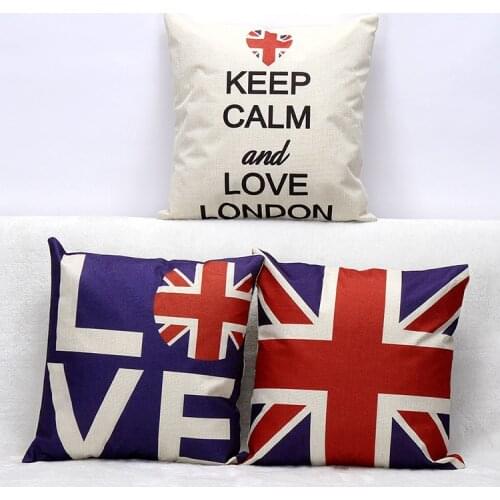 British Style Cushion Cover Royal Guard Union Jack UK Flag Love London High Heeled Shoes Linen Pillow Covers