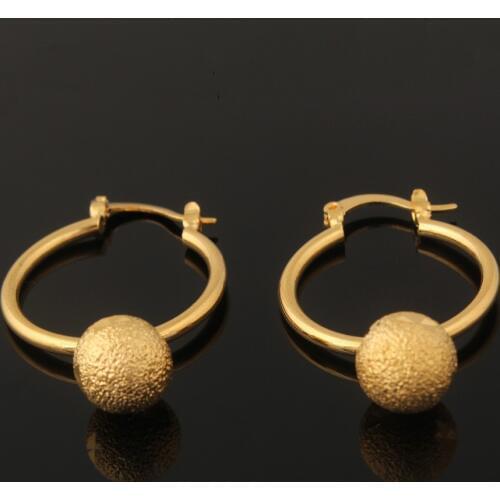 New Trendy Gold Ball Hoop Earrings18K Gold Filled Plated Fine Jewelry For Women Wedding Engagement Best Decorative