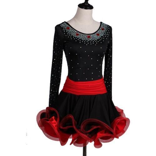 Black Custm size Adult competition Latin Dance Dress Women Ballroom Samba Skirts Dancing Latin Costume Dress