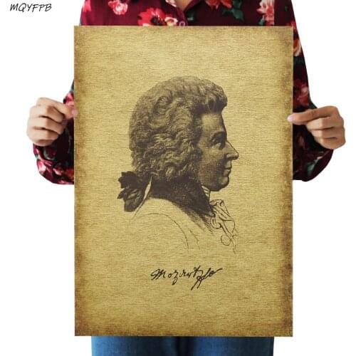 Musician Mozart Retro Poster Home Wall Decoration Kraft Paper Painting 50.5x35cm