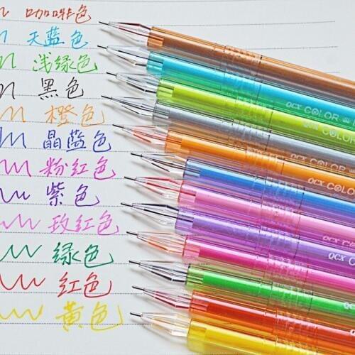 12Pcs/Pack Cute Colorful Diamond Head Color Gel Pens Refills Creative Gift School Supplies 12 Candy Colors Rollerball Pen Refill