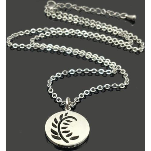 Olives Leaf Charm Stainless Steel Chain Necklace High Quality Peace Leaf Stainless Steel Pendant Chain Gift Necklace