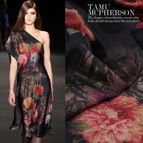 Printed Mulberry Silk Pearl Satin Stretch Fabric Spandex Drape Breathable Bright Clean Shirt Dress Harem Pants Fabric Cloth