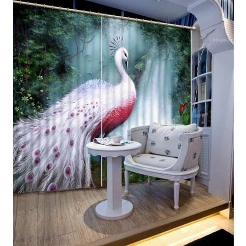 Any size blackout 3d curtains peacock Living room bedroom window curtain decoration sound proof curtain