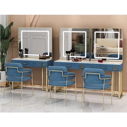 Studio marble dresser with light wedding dress beauty salon dressing table dedicated makeup table light luxury makeup studio