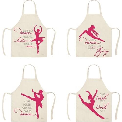 Dance Letter Ballet Girl Kitchen Aprons Unisex Dance Better Me Dinner Party Cooking Bib Funny Pinafore Cleaning Apron WQD323