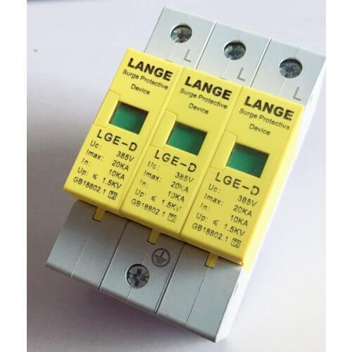 Din Rail Protection device 3P 385V Household Surge Lightning protector Arrester 10-20KA 20-40KA 30-60KA 40-80KA