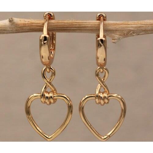 Dangle Drop Earrings Gold Copper Heart Earring For Women Fashion Jewelry Accessories Wedding Anniversary Gif