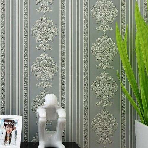 Wellyu Simple European Style Vertical Nonwoven Wallpaper Bedroom Background Living Room TV Wallpaper 3D Thick Wallpaper
