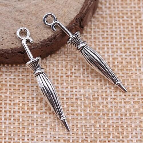 WYSIWYG 20pcs Charms Umbrella 35x5mm Antique Making Pendant Fit Vintage Tibetan Bronze Silver Color DIY Handmade Jewelry