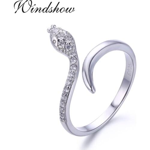 Cute 925 Sterling Silver CZ Stones Snake Rings For Women Girls Jewelry Finger Toe Anillos Bague Argent Aneis Anillo Open Size