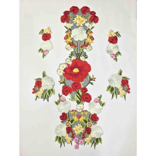 1 Set/Lot Large Organza embroidered flowers lace patch applique embroidery garment sew accessories