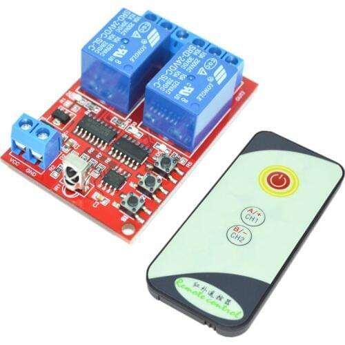 2 Channel 2CH DC 5V 12V 24V IR Infrared Remote Control Switch High-current Relay Module Board LED Status Indicator 5V -24V