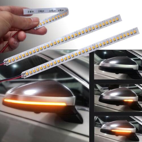 2PCS LED Side Mirror Turn Signal Lights 15cm 28/32 LED Dynamic Sequential Warning Strip Tape Signal Stickers Flashing Indicator