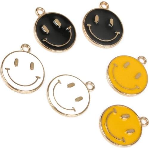 2020 11x15mm Smiling Face Alloy Enamel Charms Pendant For DIY Necklace Pendant Making Jewelry Findings Accessories