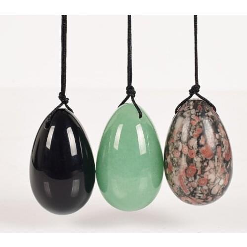 3 pcs 40*25mm Drilled Jade Eggs natural Crystal Ball Pelvic Kegel Exercise Tightening Vaginal Muscle yoni Egg