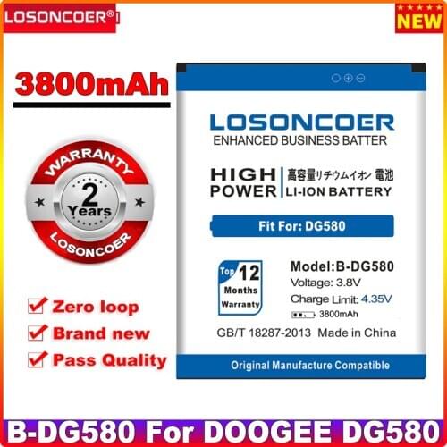 3800mAh LOSONCOER B-DG580 Phone Batteries Replacement Li-ion for DOOGEE DG580 Battery In Stock
