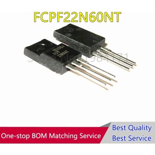 5PCS FCPF22N60NT 22N60NT TO-220F MOS 600V 22A New and original N-Channel MOSFET 600V, 22A, 0.165W IC NEW