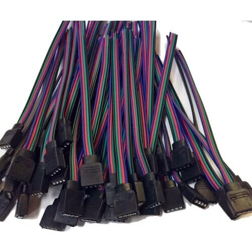 50pcs 4pin PCB Board Wire LED RGB Light Stripe 4 Pin Female Male Connector Wire Cable For SMD 5050 3528 RGB LED Strip light