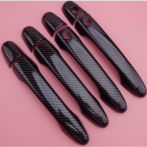 8Pcs/Set Carbon Fiber Style Exterior Door Handle Cover Trim W/ Smart Keyhole Fit for Honda CRV CR-V Civic 2012 2013 2014 2015