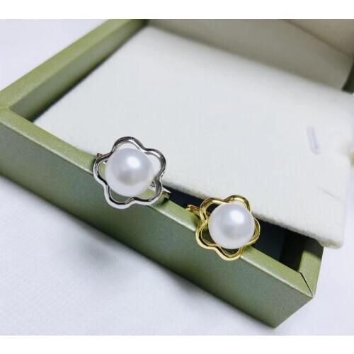 Flower Style 925 Sterling Silver Finger Ring Settings Adjustable Ring Findings Jewelry Parts Fittings Accessories for Pearls