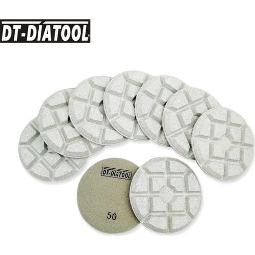 DT-DIATOOL 9pcs/set Diamond Resin Bond Concrete Polishing Pads Sanding Discs For Concrete Terrazzo Floor Dia 100mm/4"
