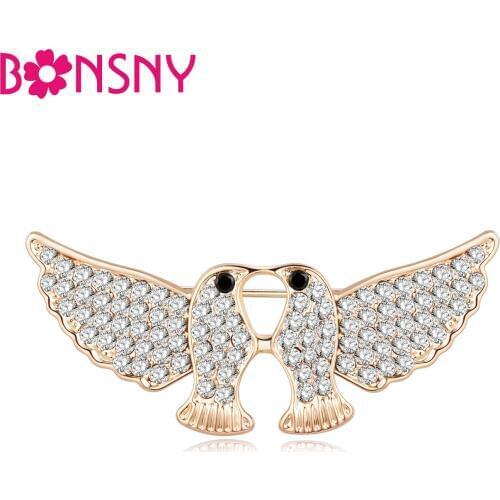 Bonsny Rhinestone Pigeon Dove Bird Brooch For Women Brooches Pin Collar Scarf Decoration New Fashion Animal Jewelry Accessories