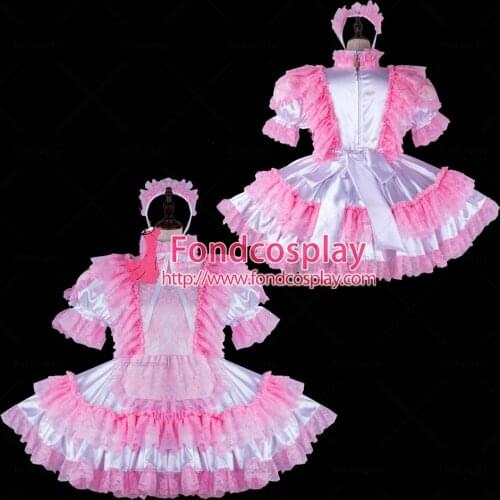 Sissy maid satin dress lockable Uniform cosplay costume Tailor-made[G2274]