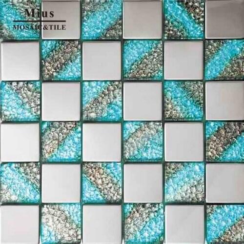 Hot sale glass mix stainless steel metal mosaic pacture