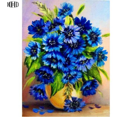 5d diy diamond painting flower 3d full square diamond embroidery picture new crystal diamond mosaic blue carnation flower icon
