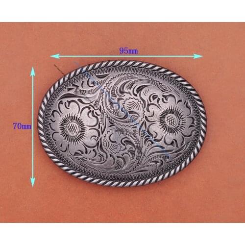 Sturdy Silver Huge BiG Western Flower Rodeo Ranger Rope Side Cowboy Cowgirl Leathercraft Belt Buckle Replacement fit 45mm