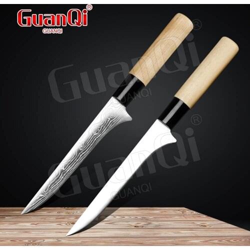 Stainless Steel Kitchen Knife Damascus Laser Pattern Boning Knife Meat Cleaver Butcher Fish Knife Fruit Vegetables Cutting Tool