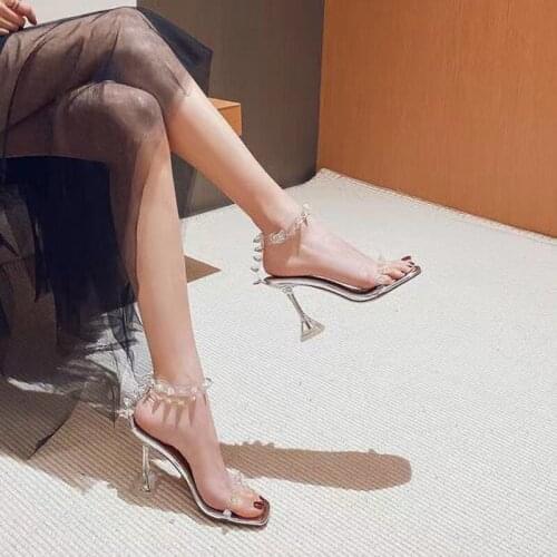 Summer Transparent Womens Sandals, Fashion Crystal High-heeled Womens Party Prom Shoes, High-heeled Shoes, Elegant Sandals