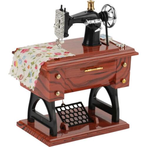Mini Vintage Creative Retro Sewing Clockwork Music Box Gift Table Decoration European Crafts Retro Clockwork Birthday Gift