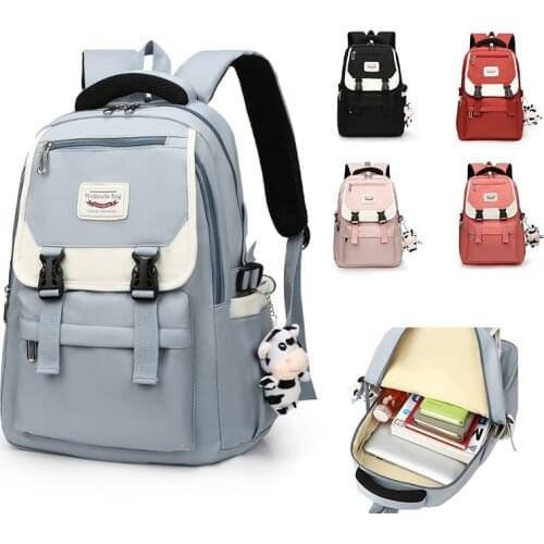 Fashion Womens Backpack Harajuku Cute Pendant School Bag For Girls Oxford Large-capacity Waterproof Student Bookbags Scoolbags