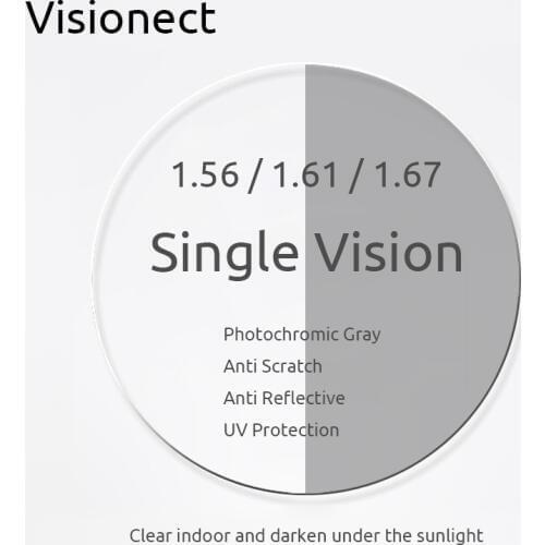 Visionect 1.56 1.61 1.67 Monofocal Photochromic Lens Transition Glasses Prescription Lenses Anti Reflective For Myopia Hyperopia