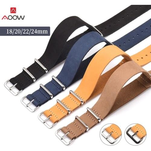 Soft Genuine Leather Watchband Strap NATO Watch Strap ZULU Black Buckle Watch Accessories High Quality 18mm 20mm 22mm 24mm