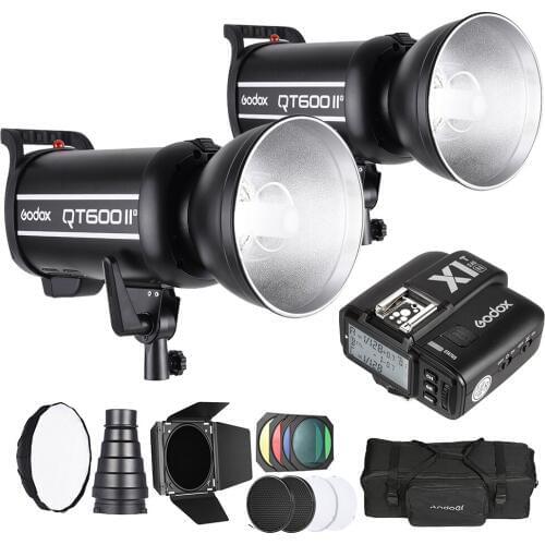 Godox Studio Light Photography Kit Set with 2 * Godox 600W Strobe Flash Wireless Trigger Transmitter Softbox for Nikon Cameras