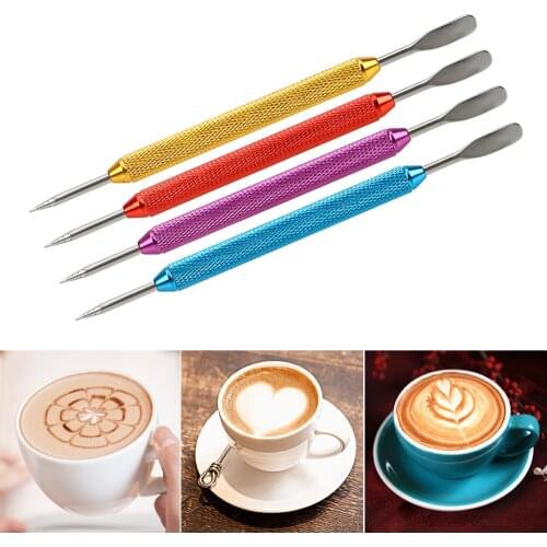 NICEYARD 1PC Barista Tool Stainless Steel DIY Coffee Art Needle Latte Foam Spatula Coffeeware Coffee Stencils