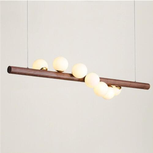New Chinese Chandelier Creative Personality Restaurant Clothes Shop Lights Long Strips Walnut Solid Wood Magic Bean Chandelier