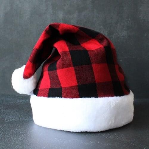 1pcs New years Cap Christmas Party Plaid Christmas Hat For Santa Claus Costume XMas Decoration For Adult