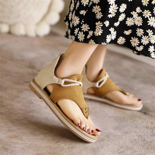 Beach Sandals Women Summer Shoes Casual Flat Sandals Woman Leather Shoes Large Size 43