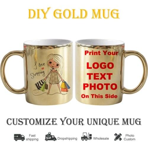 DIY I love shopping Mug photo Custom cup Print logo Made Stoneware Coffee Mugs Cups Gift for Family KTDZ-RW-010-LJ