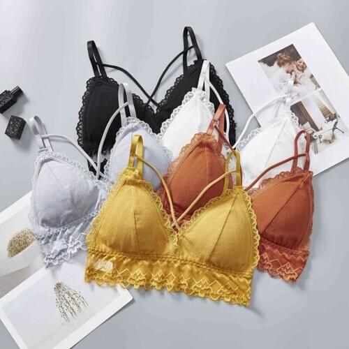 Sexy Lace Padded Bras Beauty Back Thin Tube Top Criss-Cross Strap Wrapped Chest Women Sexy Bras Lingeries