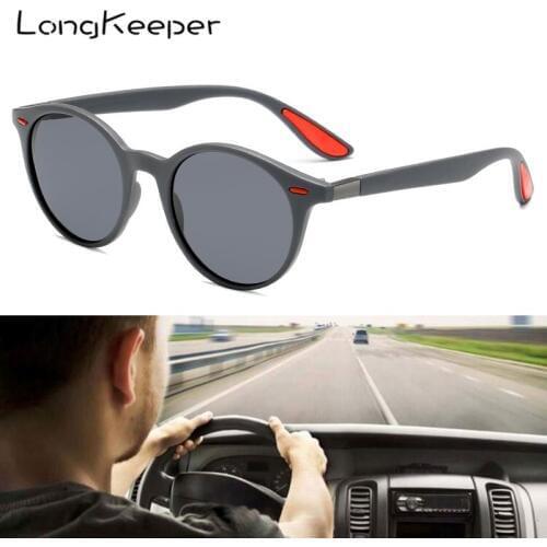 LongKeeper New Fashion Round Polarized Womens Sunglasses Retro Brand Design Mens Glasses UV400 Large Frame Driving Sunglasses