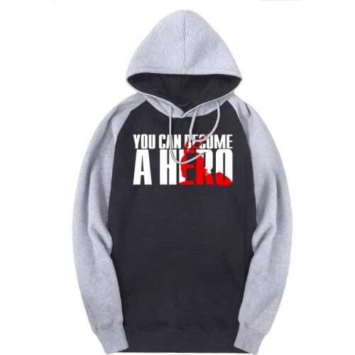 You Can Be A Hero Solid Men Sweatshirts Raglan Hooded Print Casual Clothes Fleece Streetwear Hoodies Male Punk Moleton Masculino