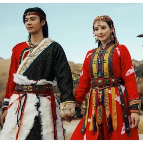 Xiao Feng Exotic Minority Tibetan Princess Costume Hanfu Red Wedding Costume for TV Play Dong Gong - Good Bye My Princess