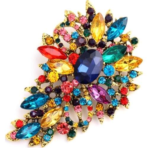 Muylinda Large Crystal Water-drop Brooches Fashion Scarf And Sweater Jewelry For Women Pendant Style Elegant Pins